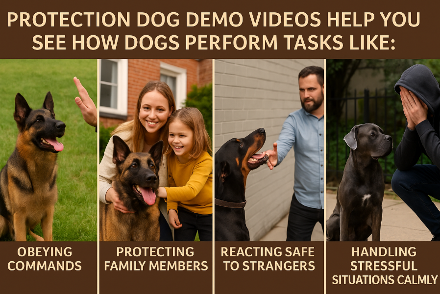 Protection Dog Demo Videos help you see how dogs perform tasks like